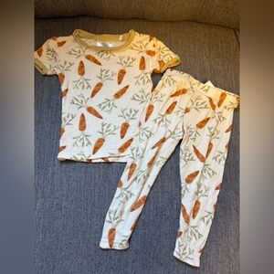 Carrot Print Kids Pajama Set - Cream and Orange